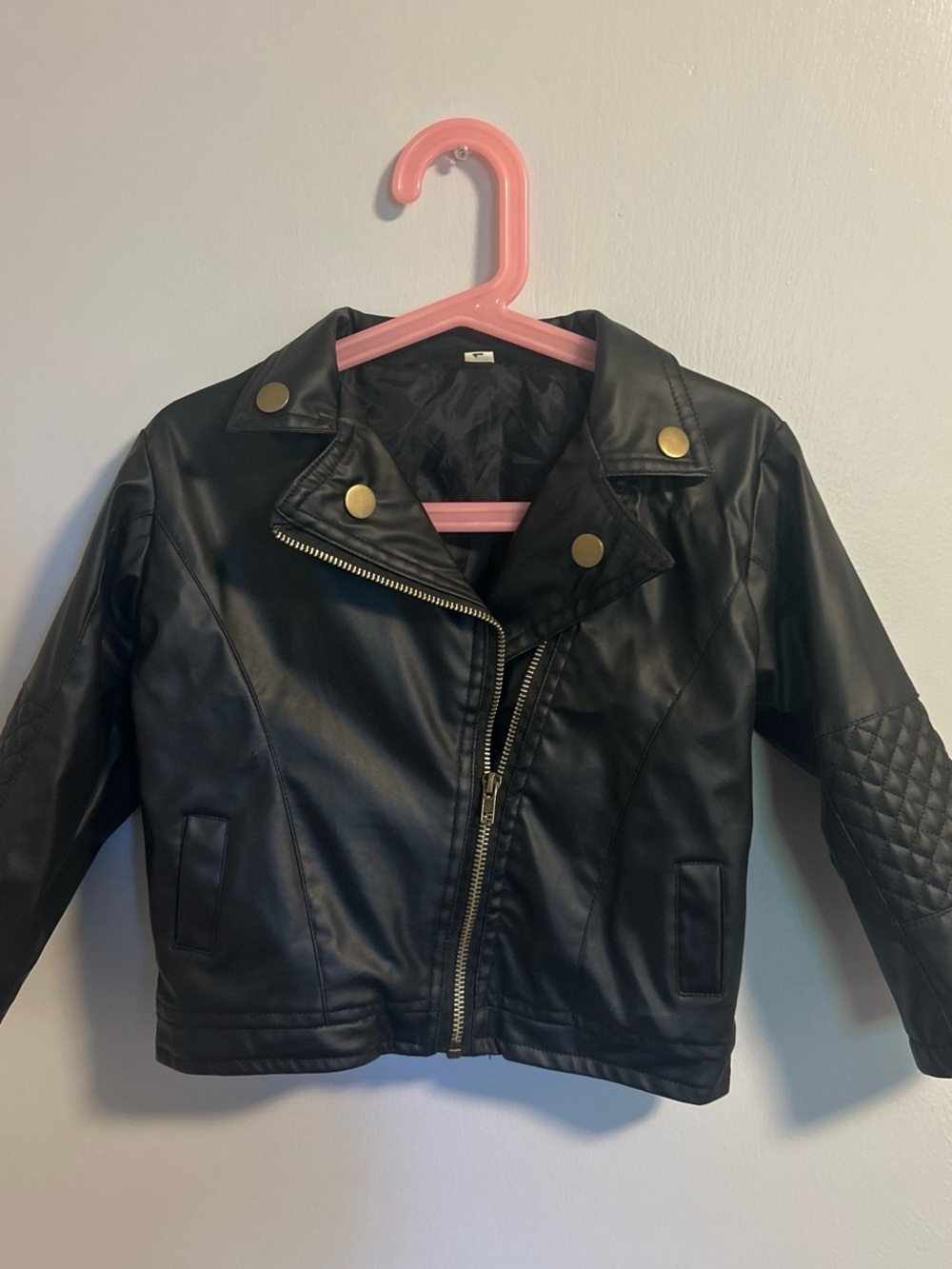 Kids Black Faux Leather Moto Jacket